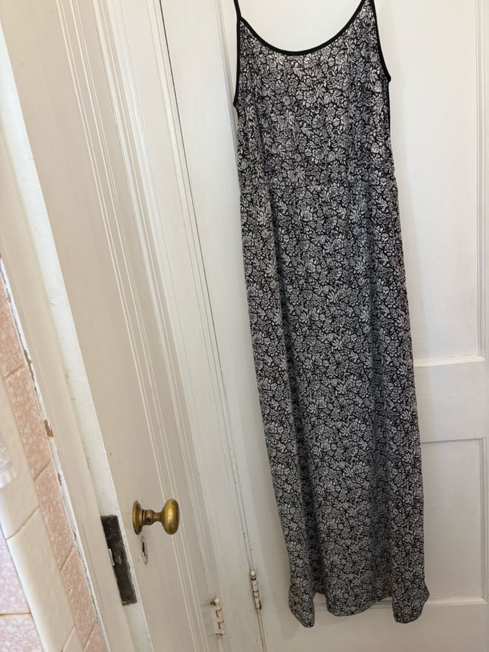 LOFT Black and White Floral Slip Dress